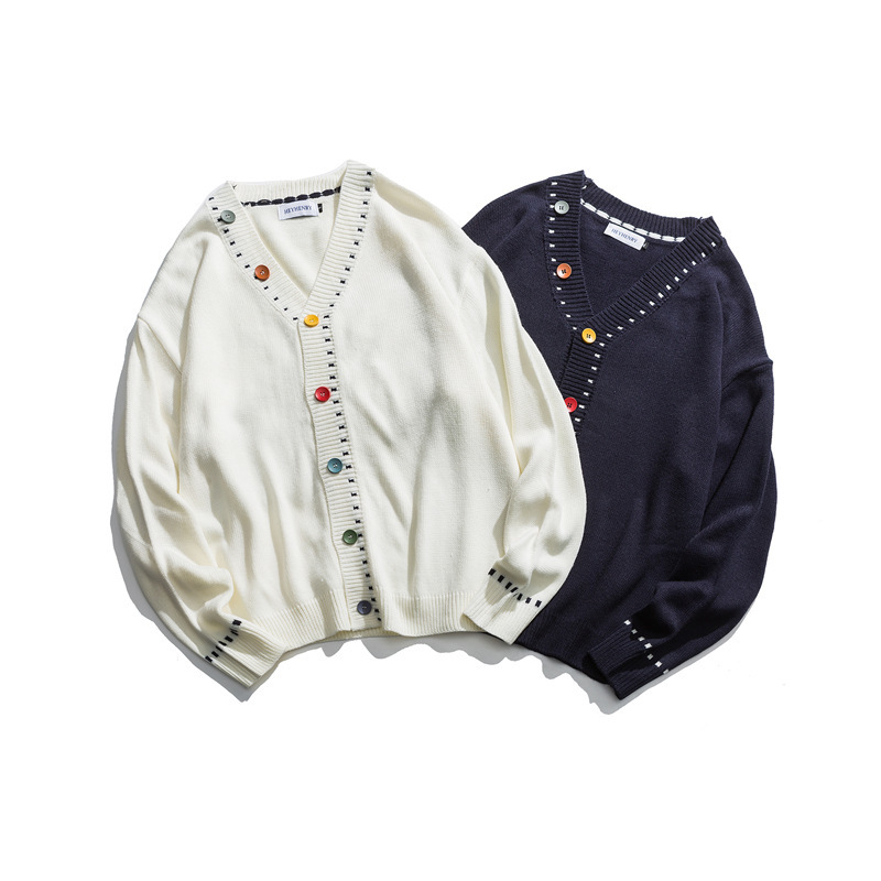 

2021 East Gate Lovers Fall Male Sweater Oversize Kong Style V-neck New 8RC6, White.