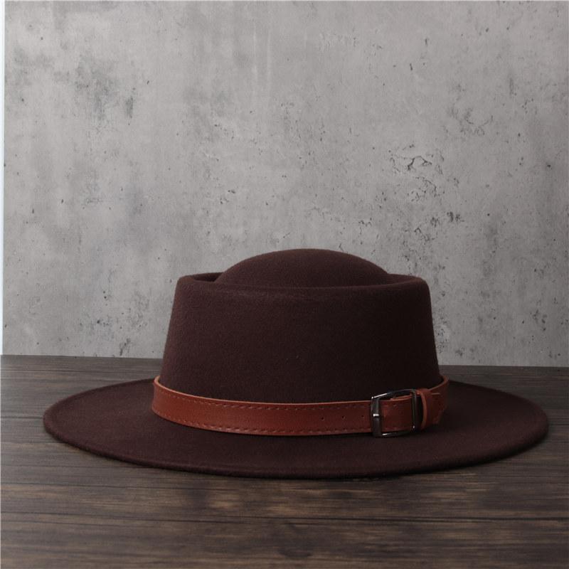 

Women Men Wide Brim Fedora Hat Lady Tassel Pork Pie Hat Gentleman Flat Bowler Porkpie Top Jazz, Black