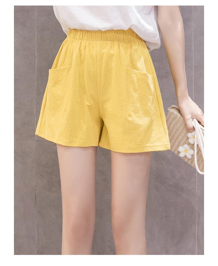 

Casual thin new style cotton and linen shorts female high waist summer pure cotton loose and thin three-point hot summer, Black
