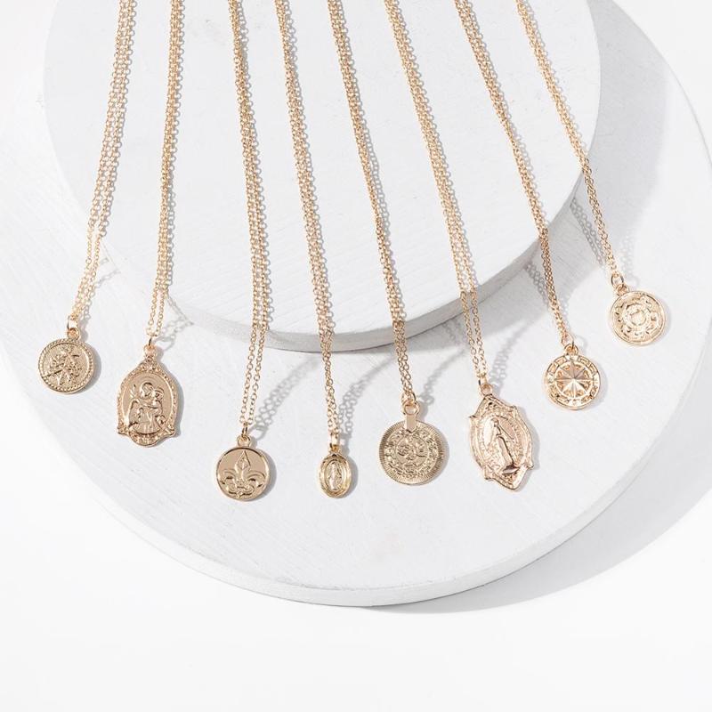 

Artilady coin pendant necklace Virgin Mary Jesus necklace gold color chain jewelry for women gift drop shipping