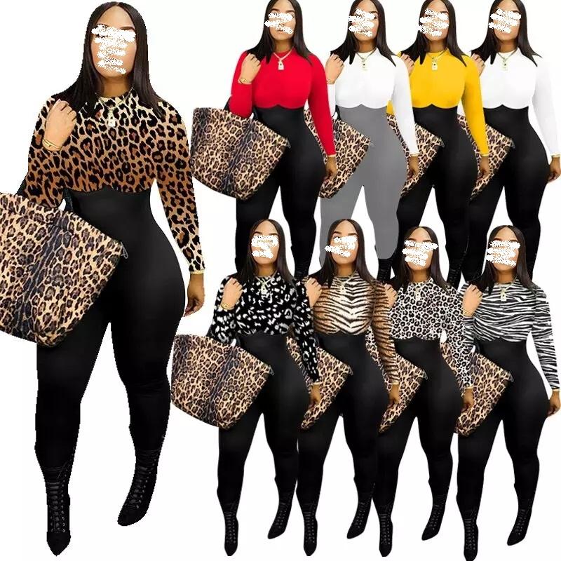 

Womens Fashion Leopard Printed Skinny Nightclub Rompers Autumn Long Sleeve Patchwork Ladies Sexy Party Jumpsuits overall Sexy