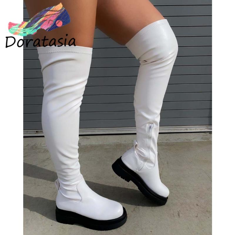 

DORATASIA The Big Size 43 Female Boots Platform Over The Knee Black Boots Women Fashion Leisure Cool Brand Chunky Shoes Woman