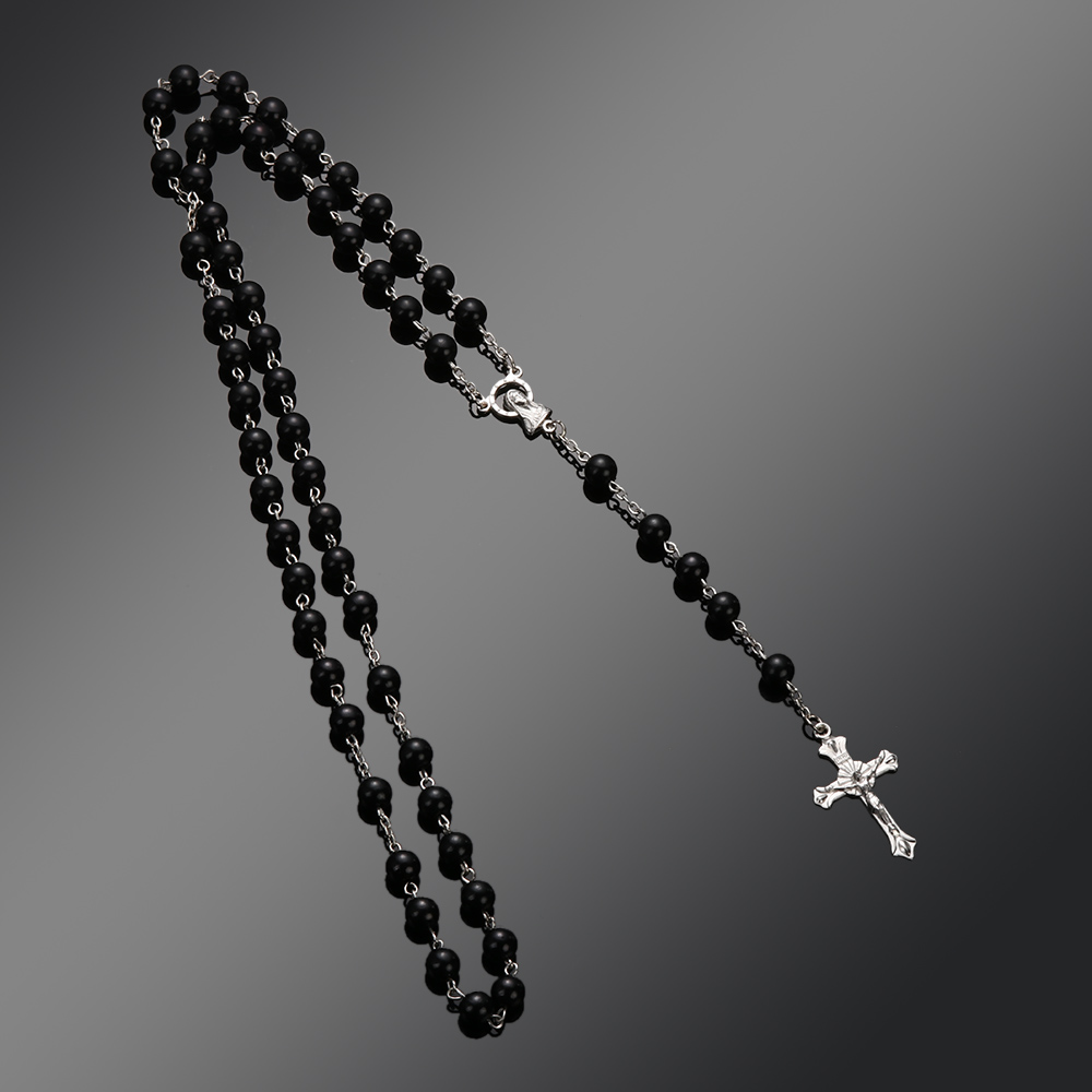 

2020 New Fashion Handmade Round Glass Bead Catholic Rosary Quality Bead Cross Necklace Beads Cross Religious Pendants Necklace