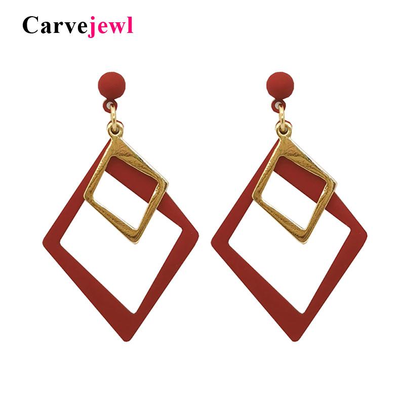

Carvejewl Punk Hollow out irregular Square Drop Earring For Women Fashion Jewelry colorful Minimalism Geometric Dangle earrings