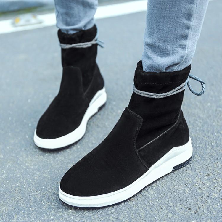 

Big Size 11 12 13 Euro-American wind Baitao round head waterproof platform jacket back LACE BOOTS leisure, Black