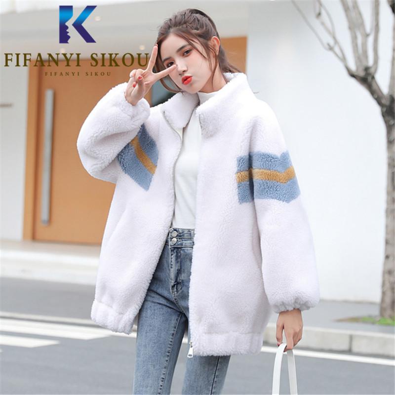 

Faux Lamb Wool Fur Jacket Women Winter Thick Warm Overcoat Fashion Zipper Loose Faux Fur Coat Female Casual White Plush Coat