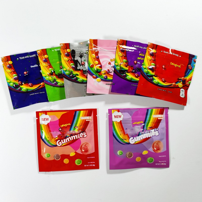 

Empty 400mg NEW 500mg Skts gummies edible Mylar packing Bag Rainbow Gummies Edibles Candy Gummy Zipper Packaging Bags wholesale