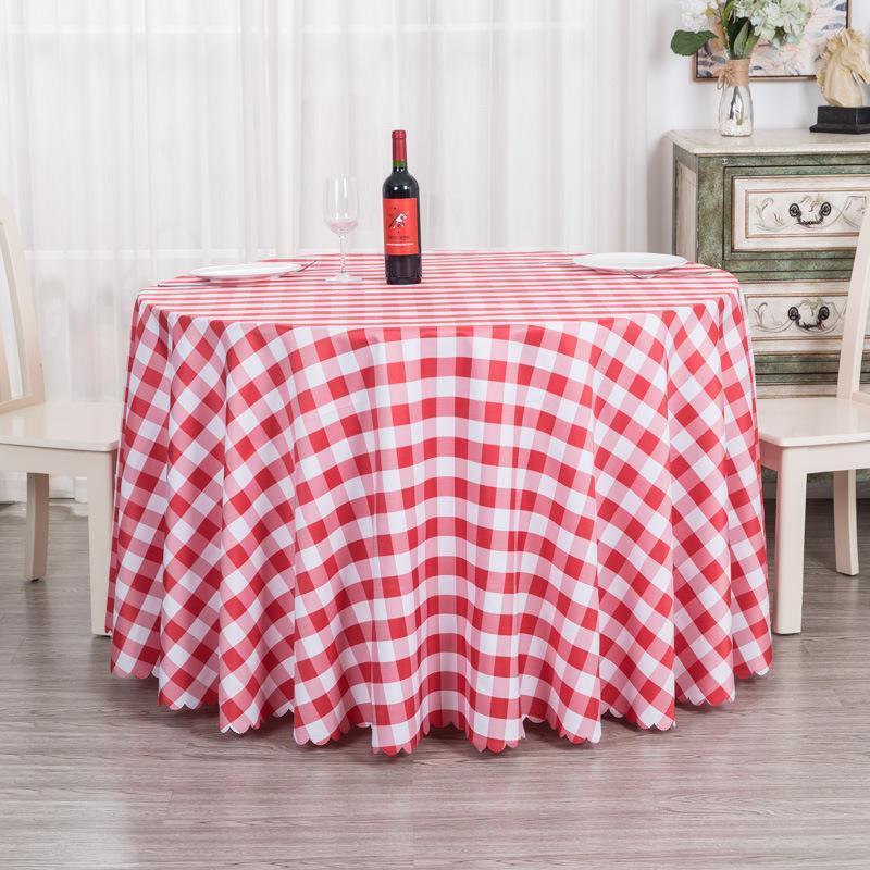 

Modern Plaid Round Table Cloth Cover Polyester Tablecloth Coffee Table Furniture Dustproof Cover Home Decor Hotel Wedding, Red