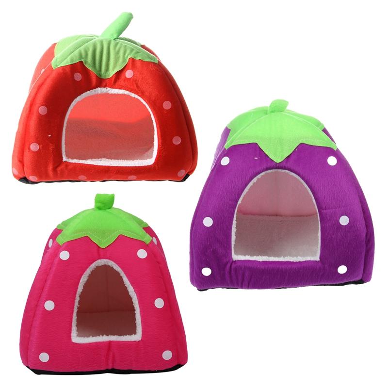 

Soft Strawberry Pet Igloo Dog Cat Bed House Kennel Doggy Cushion Basket Red, Pink