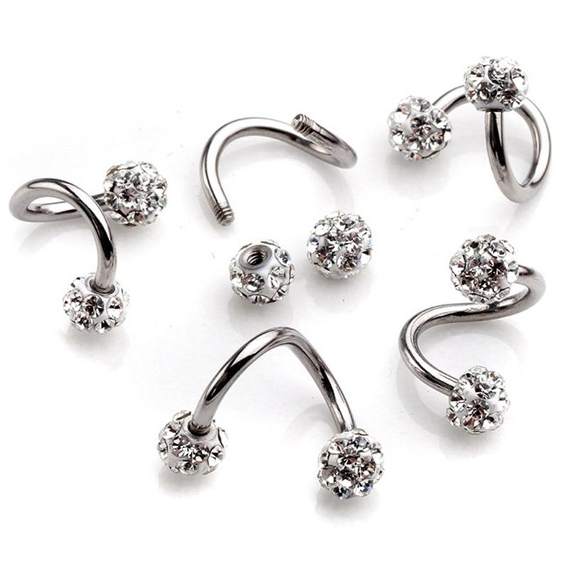 

Hoop & Huggie Alloy Transparent Rhinestone S-shaped Twisted Ear Spiral Cartilage Ring Travel Commemorative Gift