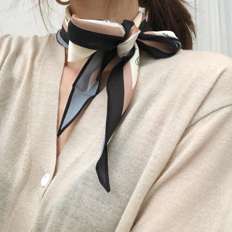 

Bag Scarf 2020 New Brand Zebra Striped Small Silk Scarf For Women Print Headband Handle Bag Ribbons Small Long Scarves Tie