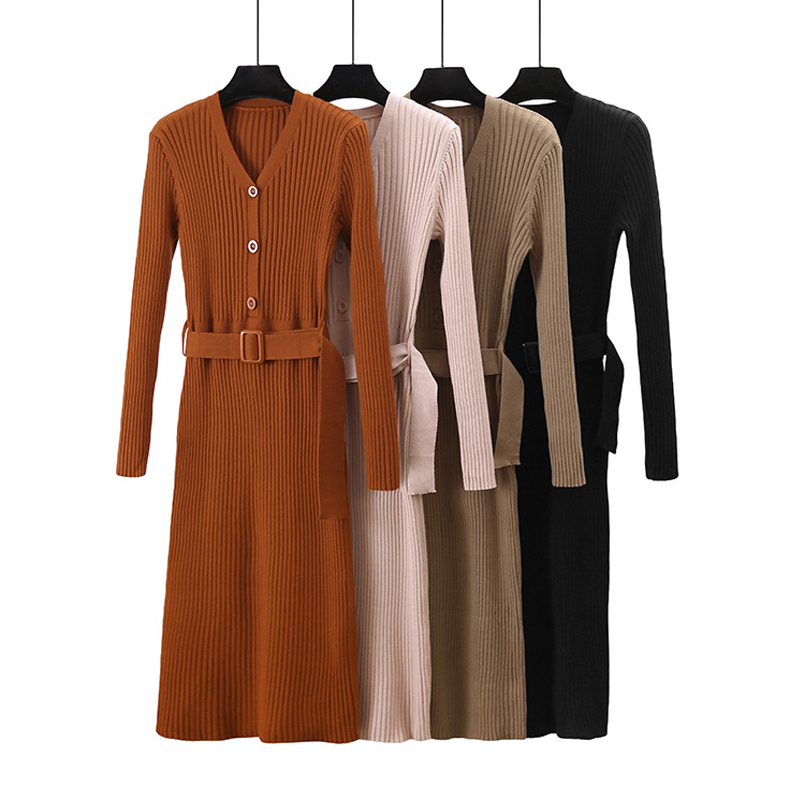 

2021 New Women Sweater Sexy v Neck Pullover Tops Slim Long Sleeve Femame Jumper with Sashes Ol Ladies Coat Pull Femme Gg3q, Button-orange