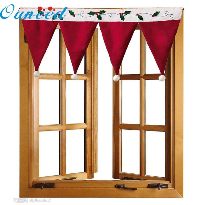 

Zero Door Window Drape Panel Christmas Curtain Decorative Home, Red