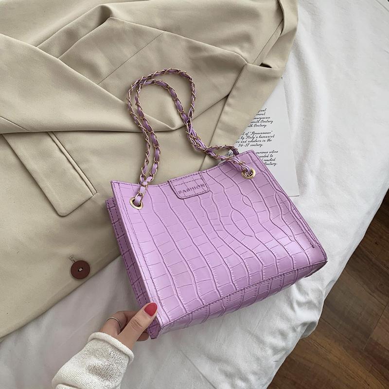 

Large Capacity Handbags For Women 2021 Fashion PU Leather Stone Pattern Shoulder Messenger Bag Female Travel Daily Elegant Totes, Purple