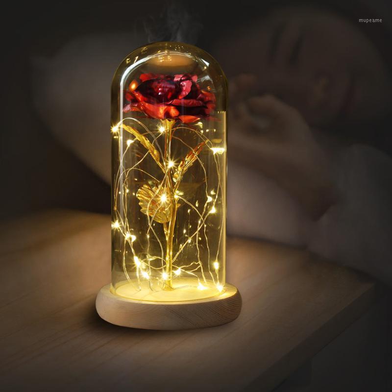 

LED Gold Rose In Flask Glass Dome Red Rose Decorative Flowers Wreaths For Valentine Gift Mother Day Gifts1