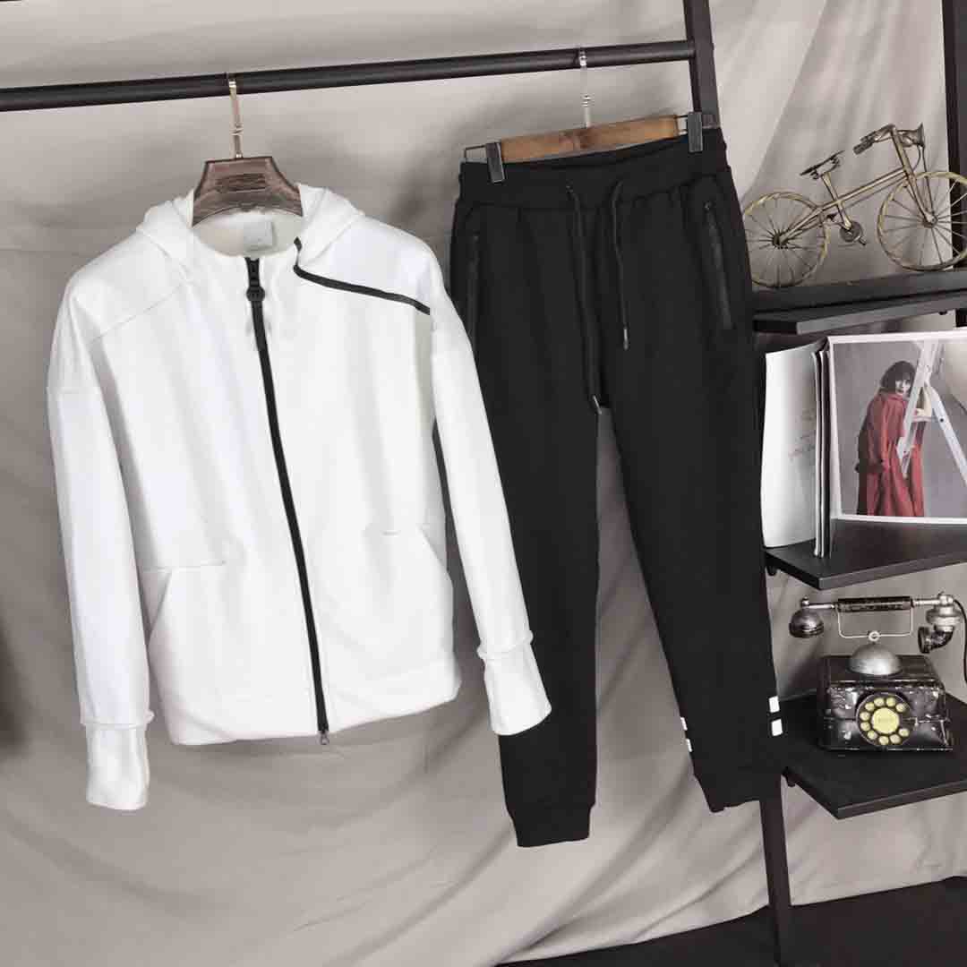 

Sportswear suit male 2021 outdoor leisure running fitness hooded cardigan two-piece female jacket sweater black and white L-3XL