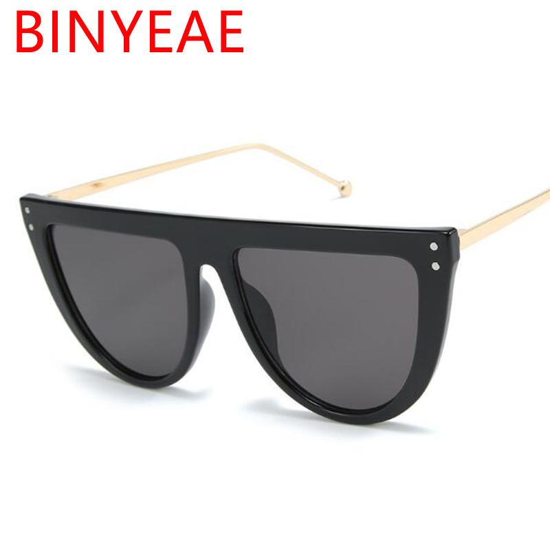 

2020 Designer Fashion Flat Top Sunglasses Female Luxury Shades Metallic Women's Glasses Large Black Square Sun Glasses