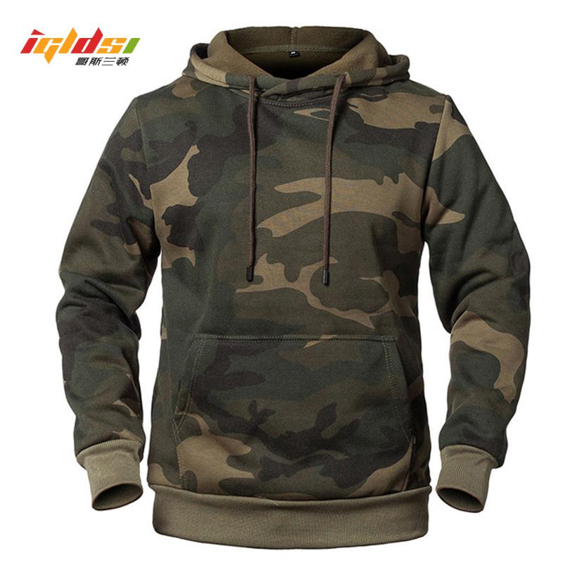 Camouflage Hoodies Men's Fashion Sweatshirt Male Camo Hooded Hip Autumn Winter Hoodie Men's Fleece Coats US/EUR Size