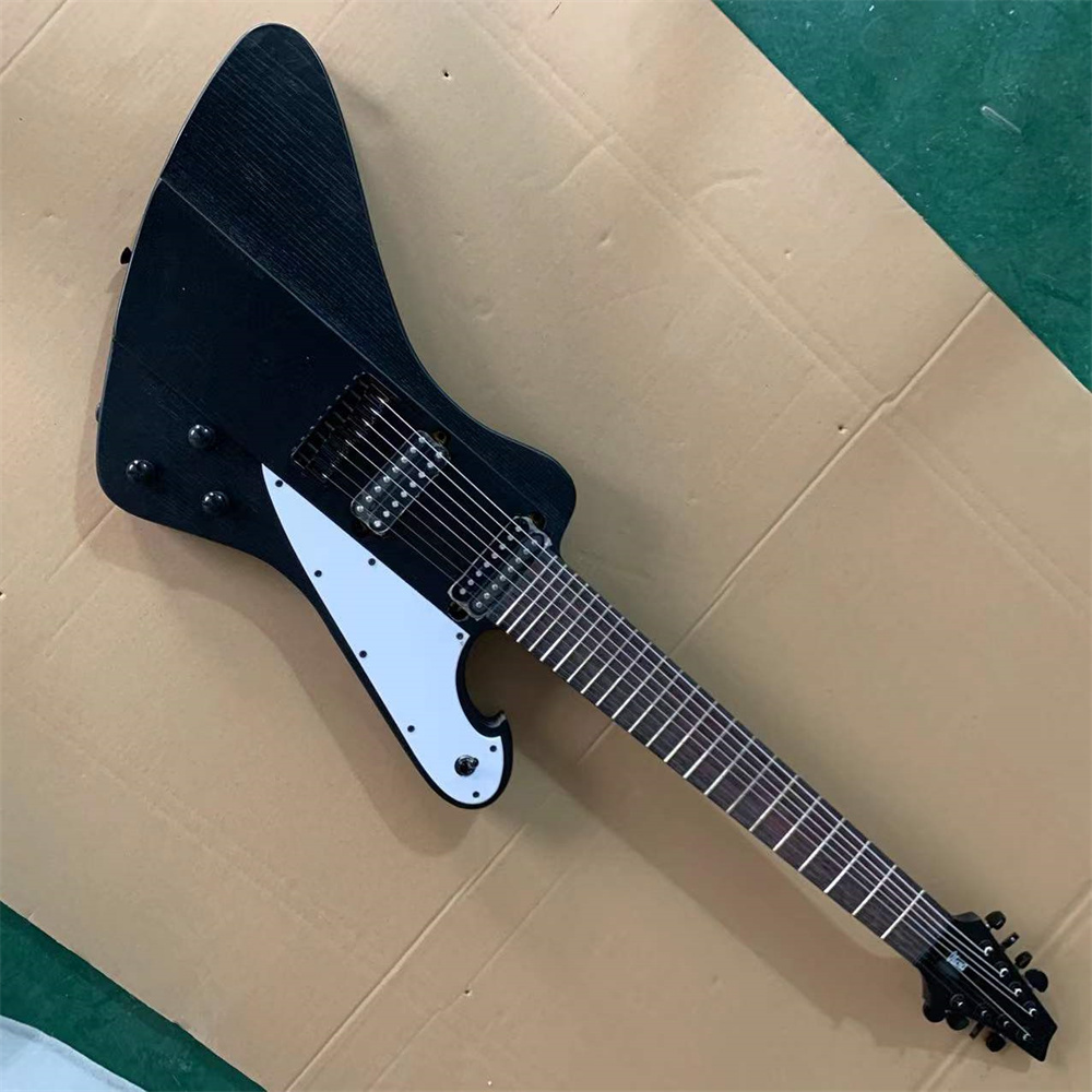 

Free transportation, 8-string goose shaped matte transparent black electric guitar, neck through the body, customizable guitarra