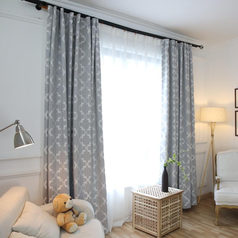 

Modern Cotton and Linen Jacquard with High Shade Curtains for Living Dining Room Bedroom, Gray curtain
