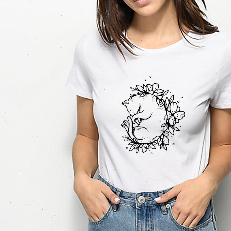 

new t shirt female pretty fashion print harajuku tee shirt tattoo designs ropa mujer funny cat t shirt cute cartoon, White