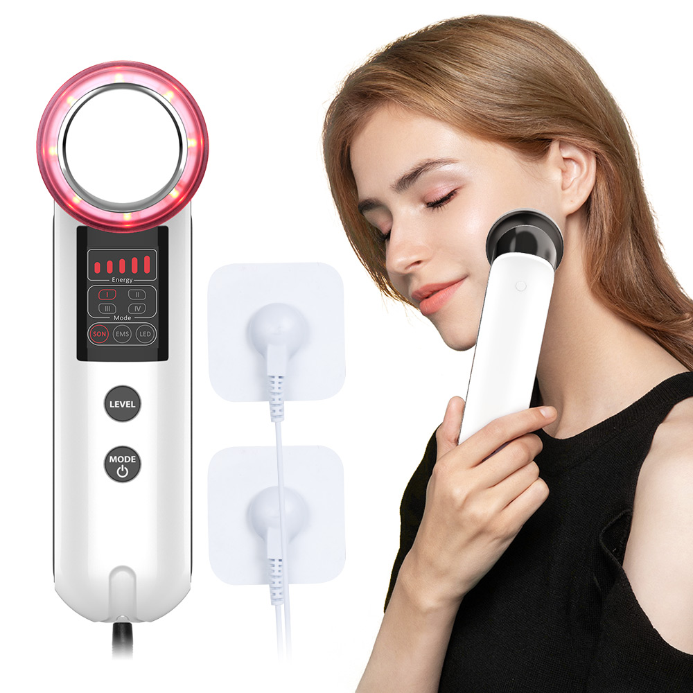 

USA Stock Free shipping 3IN1 Ultrasonic EMS Electric LED Light Therapy Skin Rejuvenation Slimming Device Best Gift