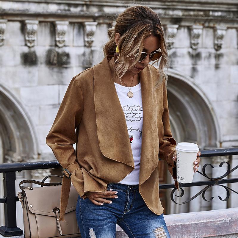 

Autumn Winter Coat Women Hot Sale Solid Color Cardigan Jacket Women Large Lapel Suede Super Soft Long Sleeve Jacket Casual Loose, Green