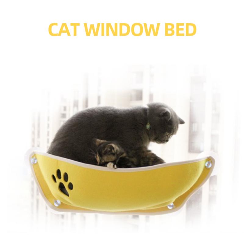 

Natural Felt Cat Window Bed Mount Window Pet Hammock With Suction Cups 20Kg Load Cat Perch