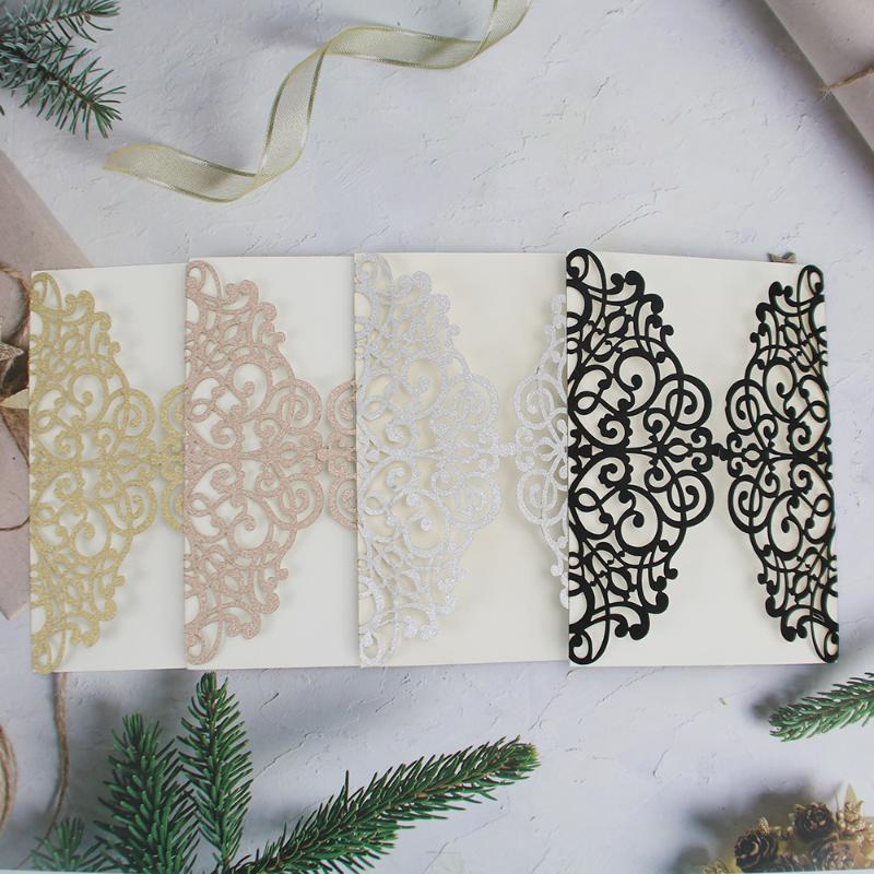 

10pcs Wedding Invitations Double Door Design Wedding Cards for Bridal Shower with Letter Paper and Envelope