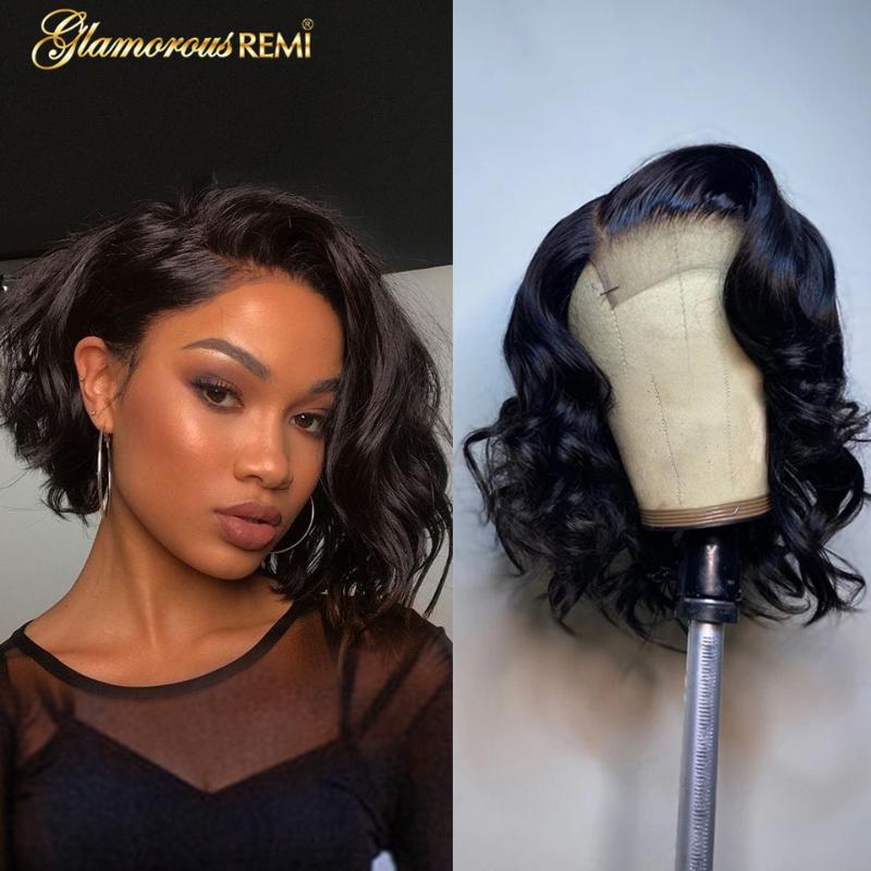 

Brazilian Short Bob Lace Front Wig 13x4 Body Wave Lace Front Human Hair Wigs Natural Color Pre-Plucked Remy Hair For Black Women, 13x4 lace front wig