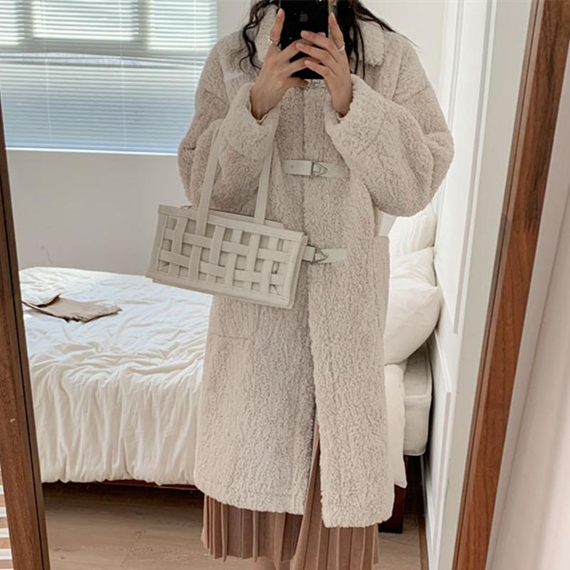 

2020 New Winter Fashion Ladies Coat Casual Women Overcoat Slim Fit Long Thicken Warm Solid Color High Quality Female Outerwear, White