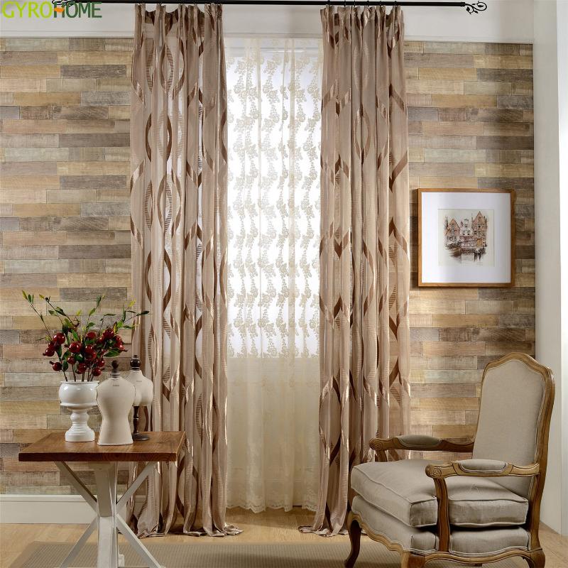 

New European Geometric Jacquard Polyester Tulle Curtains for Living Room Luxury Bedroom, Blue