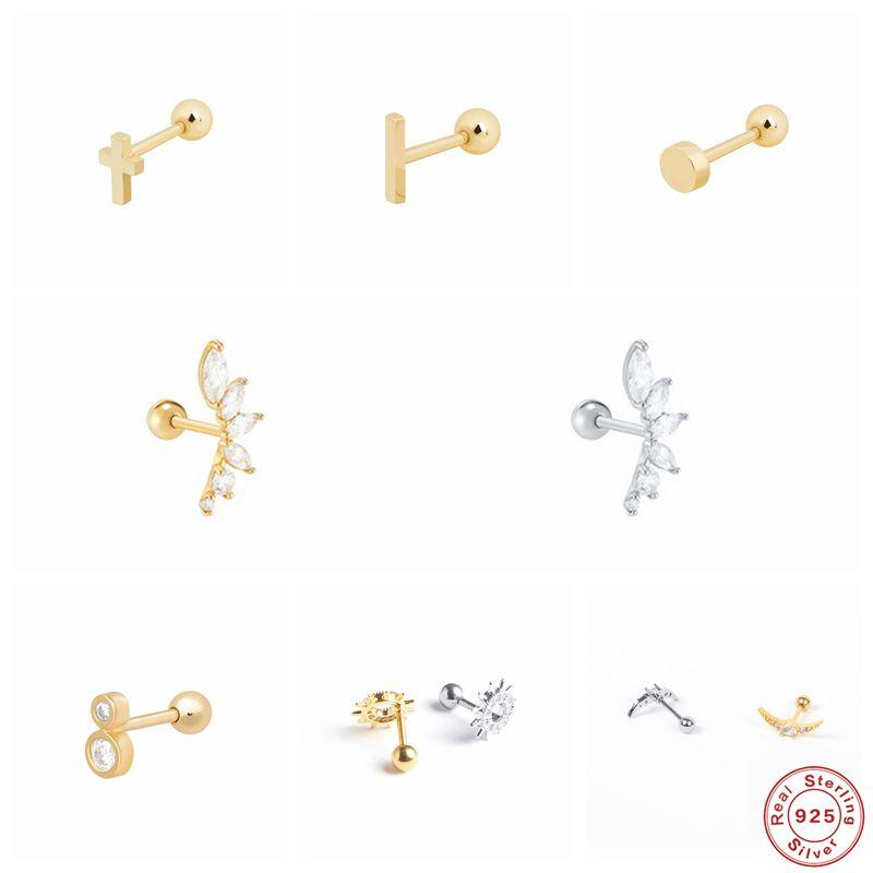 

Aide 925 Sterling Silver Minimalist Vertical Thread Pierced Piercing Bone Nails Stud Earrings For Women Ladies All-Match Jewelry