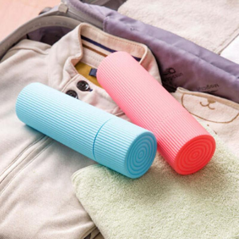

Portable Toothbrush Box Traveling Brushing Washing Storage Box Cover Toothpaste Toothbrush Barrel Tooth Dental1, Red