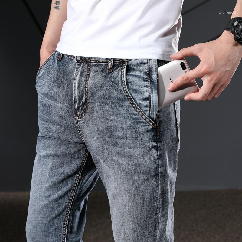 

Male Jeans Men Anti-theft Zipper Homme Denim Slim Pants Trousers Straight Biker Spijkerbroeken Heren Multi-Pocket Soft Casual Men's, Gray