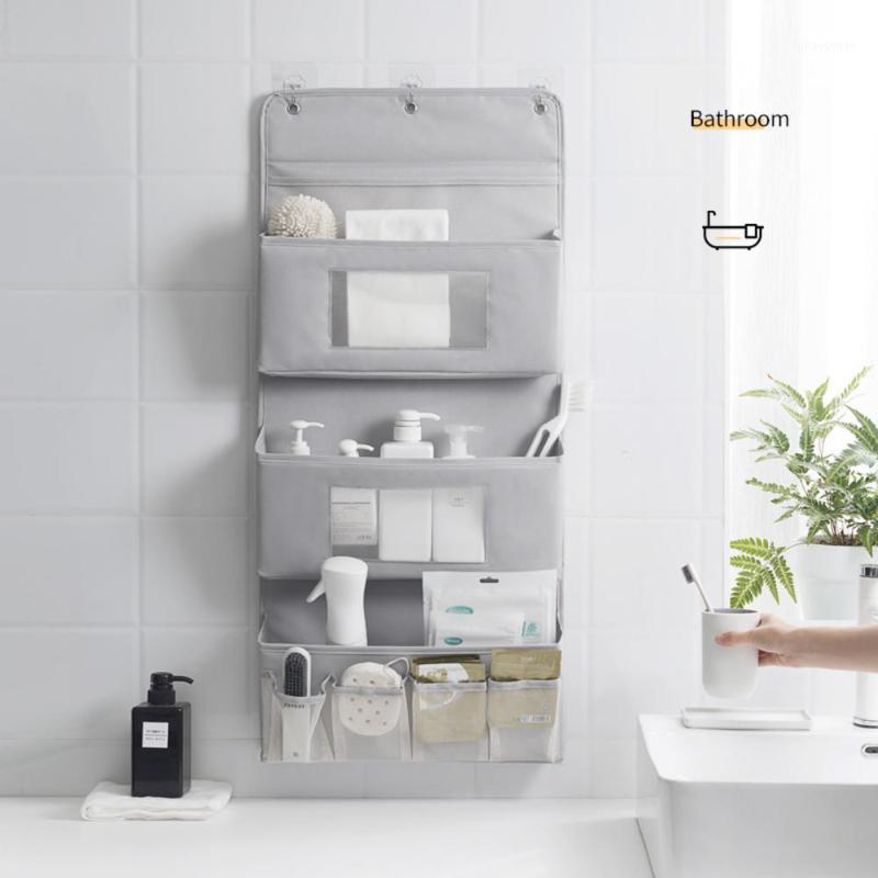 

Wall Door Hanging Storage Bag Waterproof Oxford Multi-layer Sundries Finishing Pocket Bathroom Toiletry Cusmetic Orgainzer1, Grey