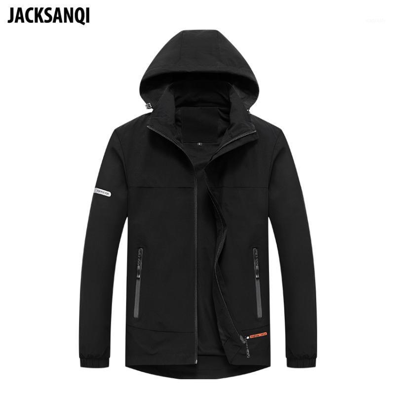 

JACKSANQ Men's Hiking Autumn Thin Elasticity Jacket Outdoor Sports Windbreaker Climbing Camping Male Hooded Coats RA4131, Blue jacket