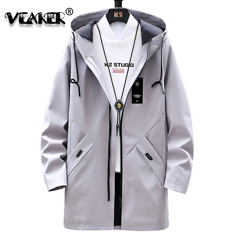 

Brand Windbreaker Jackets Men's Autumn Casual Long Trench Coats Men Black Fashion Hooded Jacket Pocket Clothes Plus Size 201119, Yellow