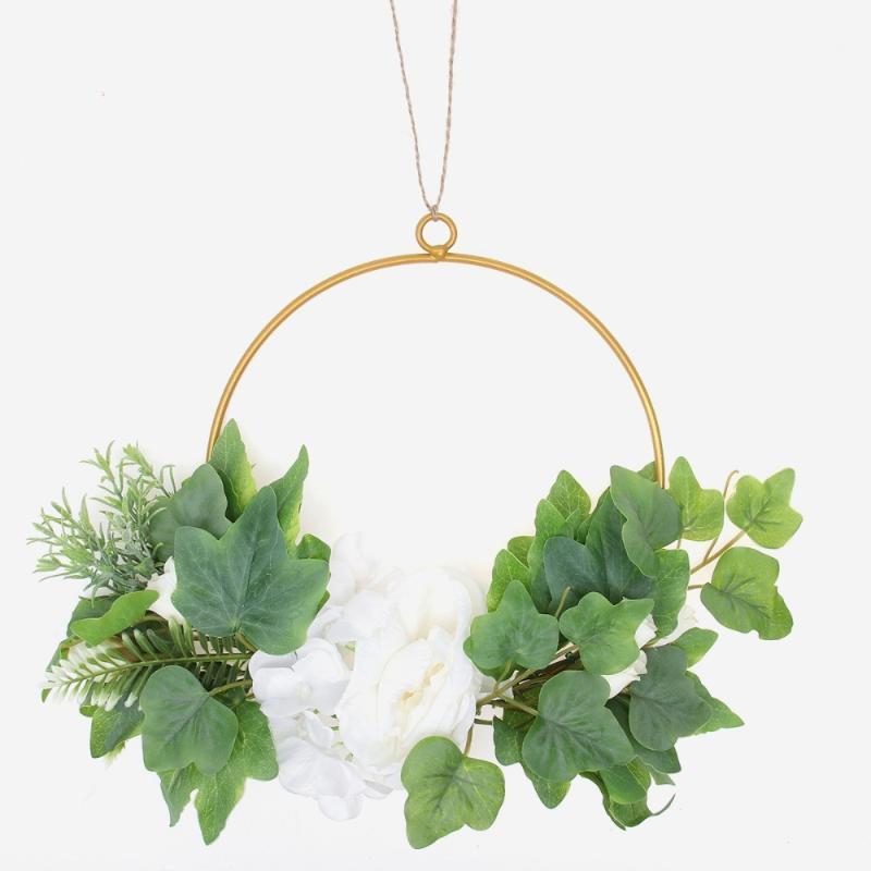 

1pc Artificial Garland Lifelike Leaf Decorative Pendant Hanging Ornament Wreath Garland1, Green white