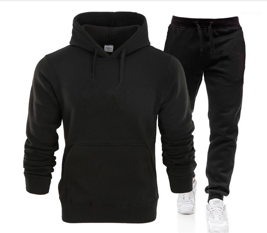 

Winter Autumn Men Hoodies and jacket+ joggers sweatpants man printing suits sportwear Tracksuit Fight Color sweatshirt1, Black