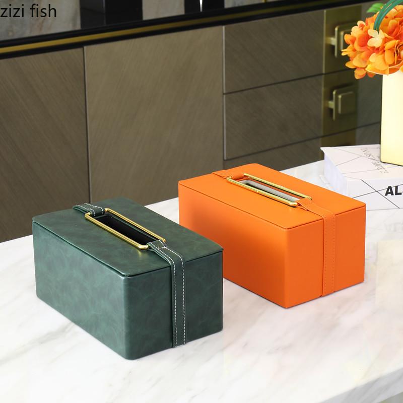 

Leather Metal Tissue Box Square Rectangular Tissue Storage Box Decor Paper Roll Napkin Holder Bird Deer Decorative Ornaments