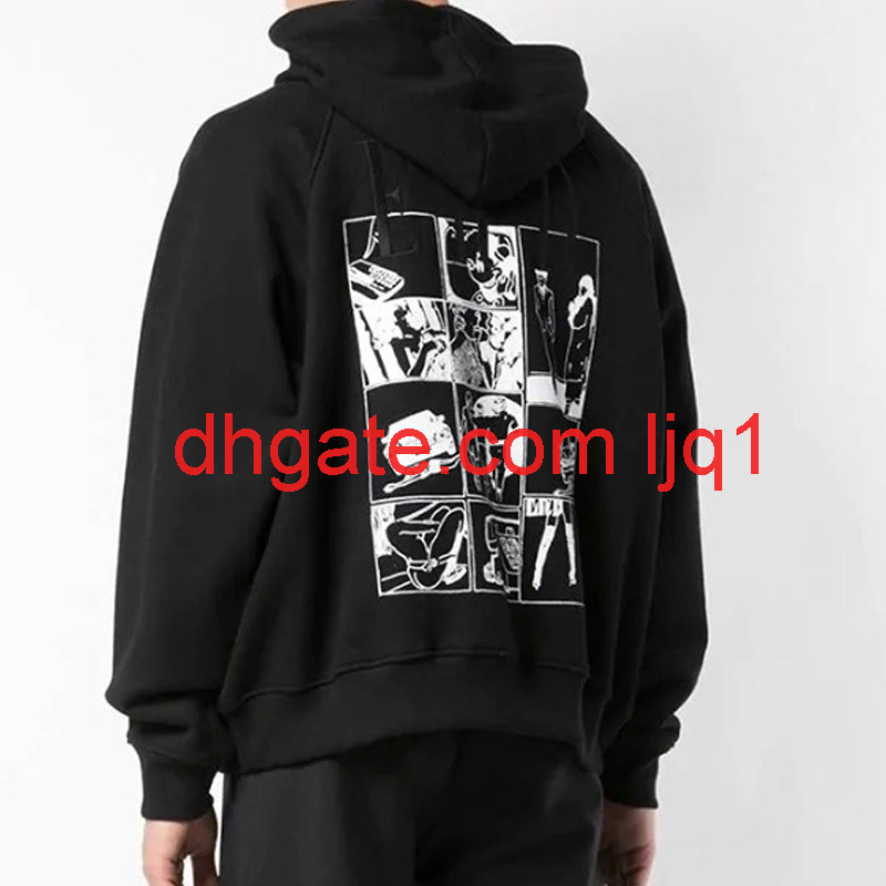 

ERD Comic Hoodie Enfants Riches Deprimes Embroidery Hoody Black Casual Hooded Sweatshirt Jumpers Men Women Hip Hop Streetwear