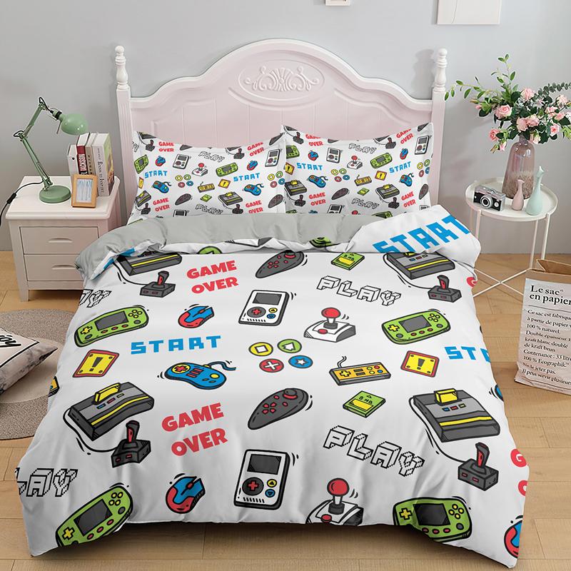 

Game Over Bedding Set AU EU US UK Size Gamepad Quilt Comforter Duvet Cover And Pillowcase 2/3pcs Bed Linen Bedclothes, Bss1534