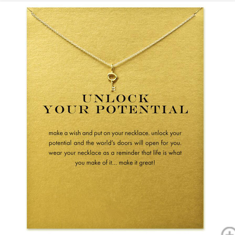 

Key Pendant Choker Necklaces Gold Silver With Card Pendant Necklace For Fashion Women Jewelry UNLOCK YOUR POTENTIAL