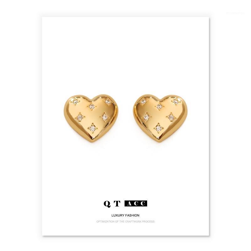

Light Luxury, Fashion, Love, Zircon, Heart-shaped, High-level Sense, Earrings, Female ins1