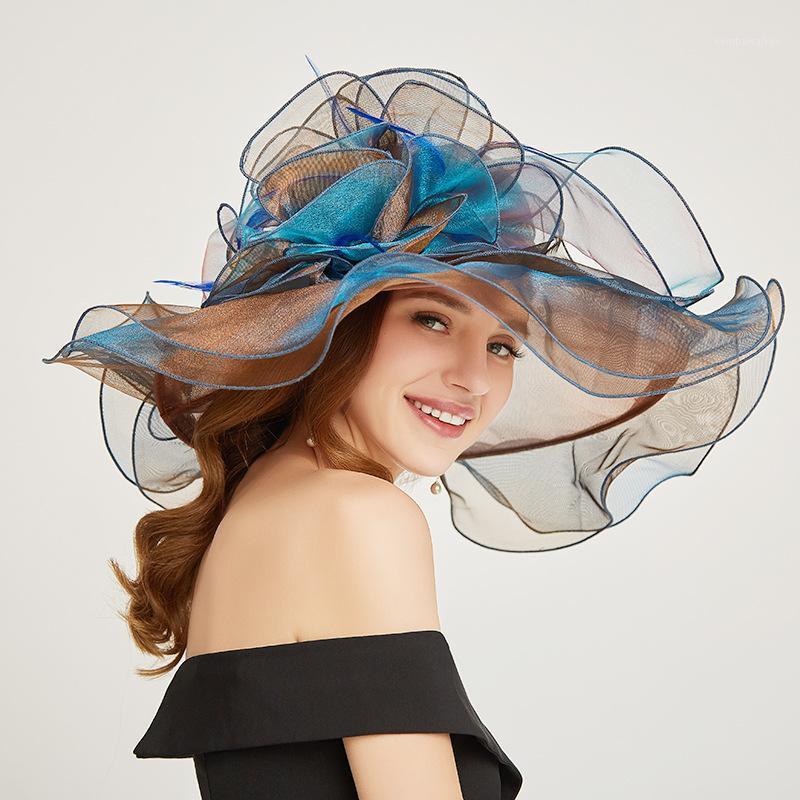 

Wide Brim Hats Mingli Tengda Fashionable Women's British Style Multi-color Beach Visor Girls Hat Elegant Summer Sun Exaggeration1, Purple