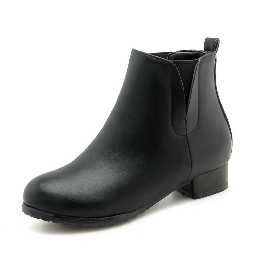 

Esveva 2020 Women's Autumn under heels elastic ankle square-toe toe boots round-foot stitch woman shoes size 34-43, Black