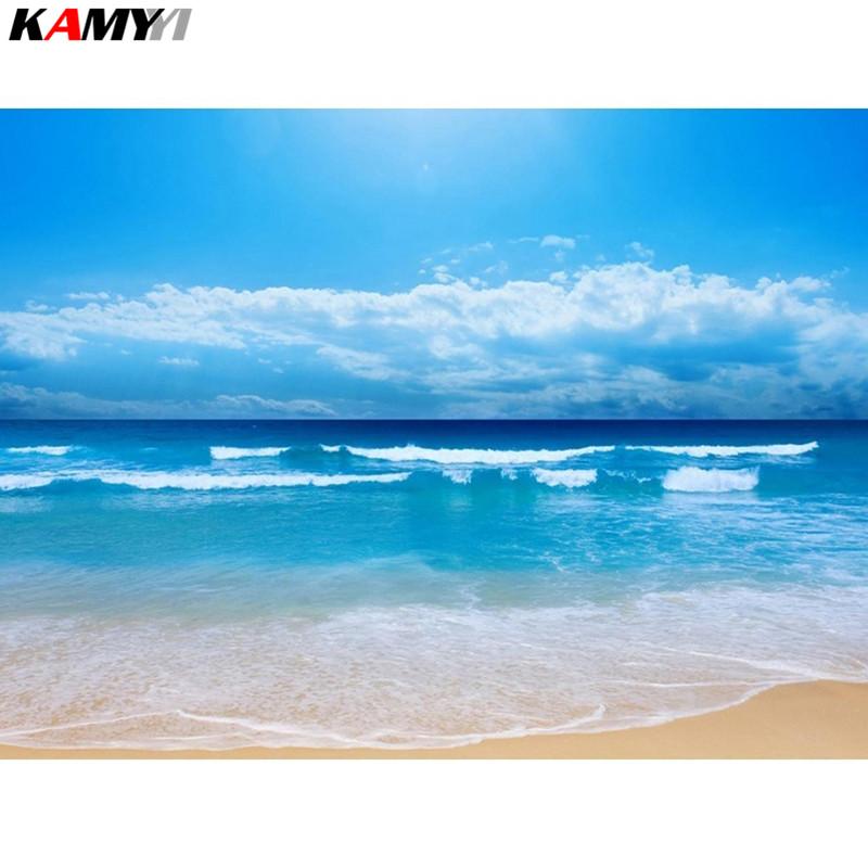 

Full Square/Square Drill DIY Diamond Painting Sea Beach Mosaic Diamond Embroidery Landscape Sky Decoration Home XY1