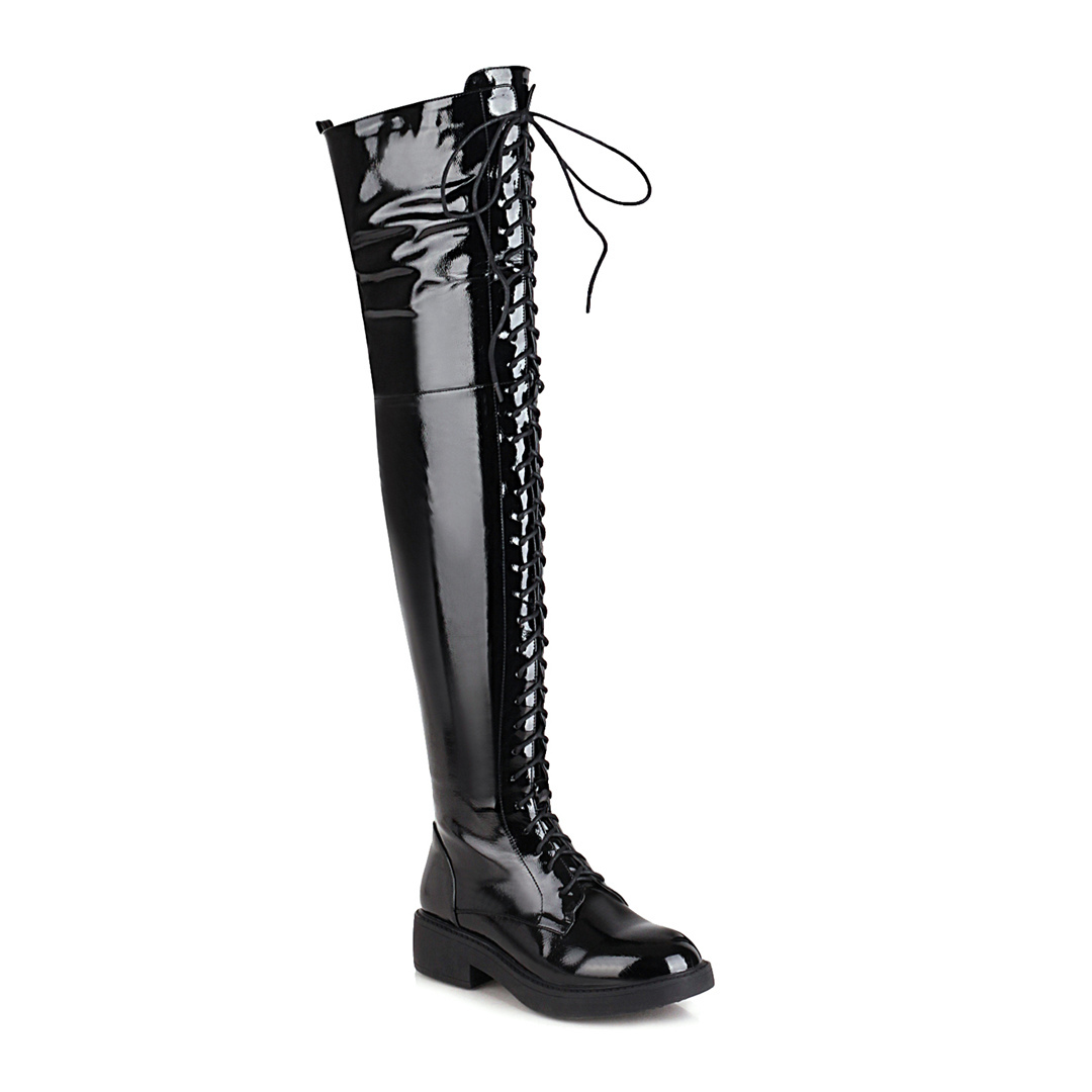 

Woman on-the-knee more size 22-26.5cm autumn and winter warm teddy cross straps buckled thin thigh high boots 0WT1, Silver-winter.