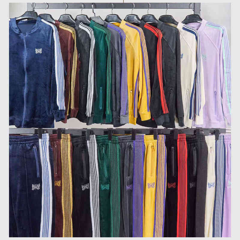 

Men' Tracksuits Richao butterfly needles embroidered side Jacquard Ribbon velvet jacket pants suit NGWJ, Black hem pants